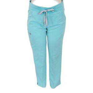 Figs Women's Mint Blue Kade Tailored Fit Drawstring Casual Cargo Scrub Pant Sz S
